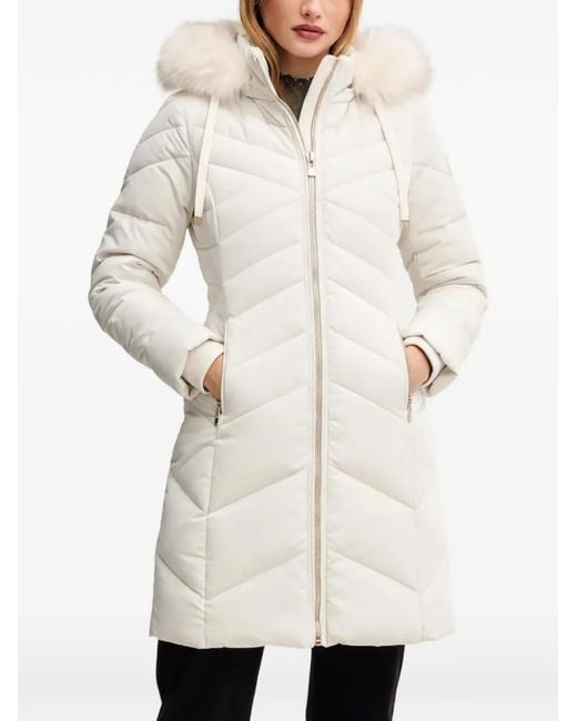 Morgan White Quilted Hood Coat