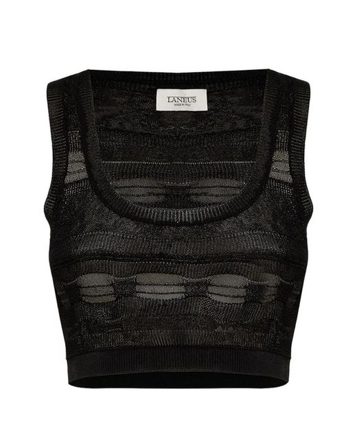 Laneus Black Knit Cropped Top