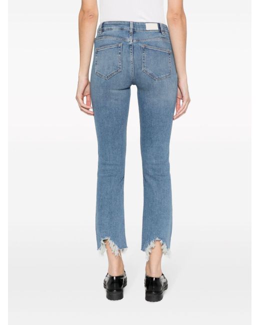 Maje Blue Mid-rise Distressed Cropped Jeans
