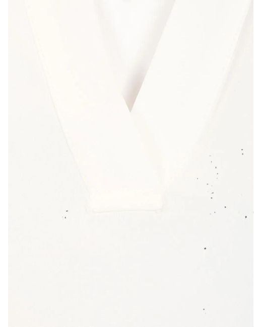 Al Duca D'aosta White Silk V-Neck Blouse