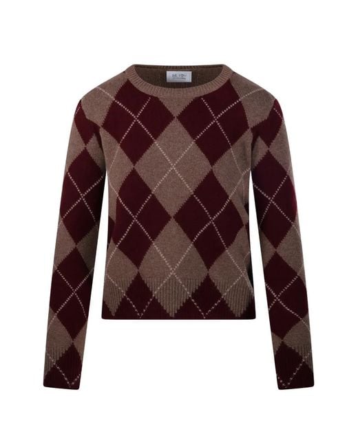 Be You Red Argyle Crew-Neck Sweater