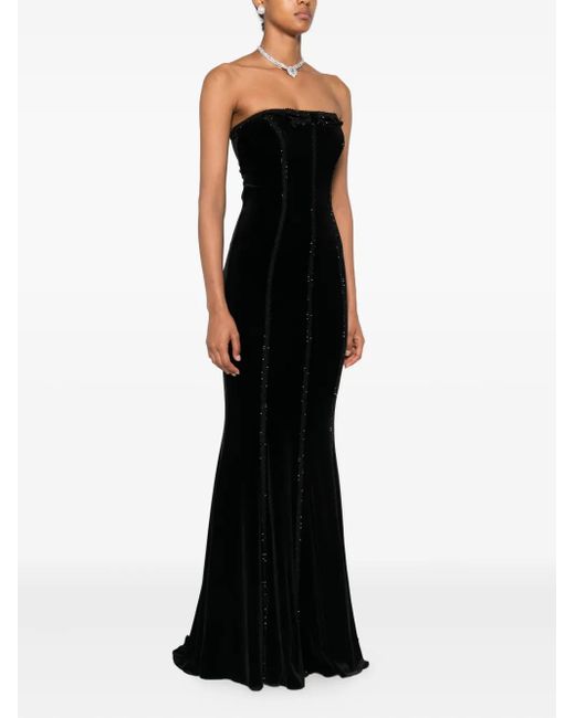 Nissa Black Embellished Maxi Dress