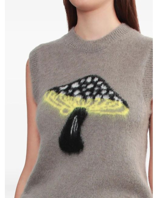 MSGM Top Met Paddestoelprint in het Gray