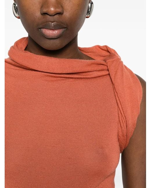 Rick Owens Orange Oberteil mit verdrehtem Detail