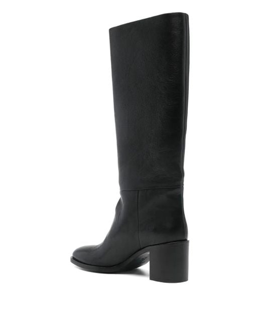 P.A.R.O.S.H. Black Knee-High Block-Heel Boots