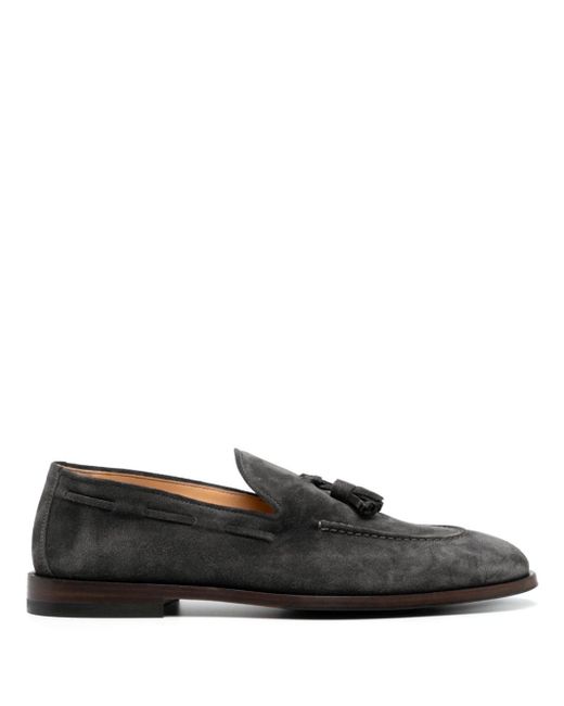 Brunello Cucinelli Black Tassel-detail Suede Loafers for men