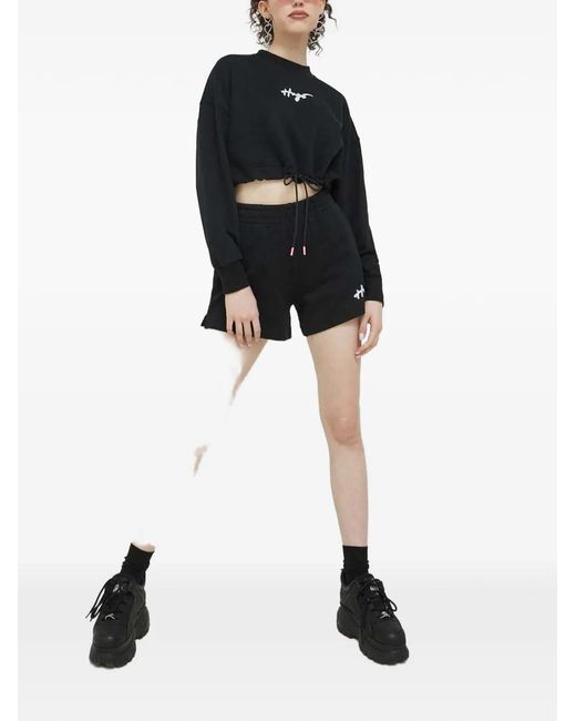 HUGO Black Logo-Detail Drawstring Sweatshirt