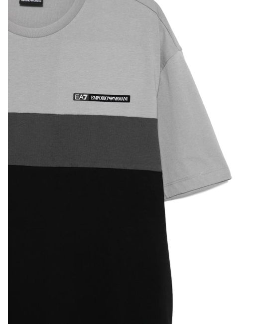 EA7 Gray Colour-Block T-Shirt for men