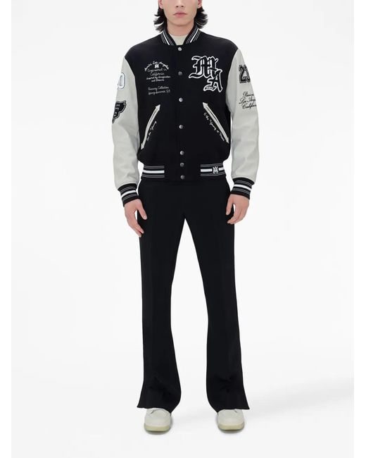 Amiri Black Logo Patch Varsity Bomber Jacket for men