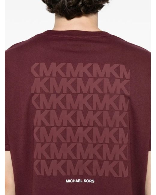 Michael Kors Red Logo-Embossed T-Shirt for men