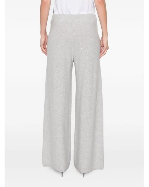 Antonelli White Sequin-Embellished Drawstring Trousers