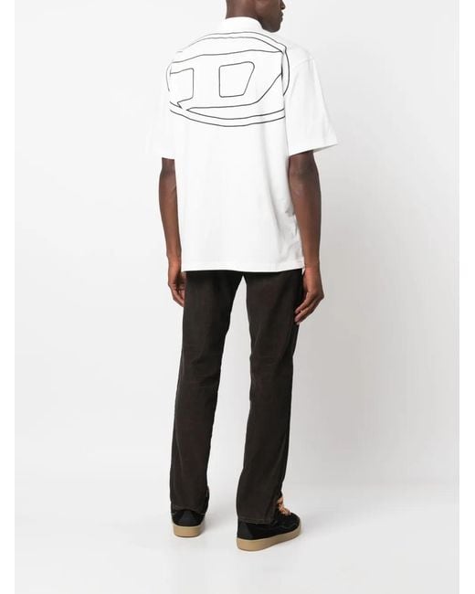 DIESEL White T-Vort-Megoval-D Cotton Polo Shirt for men
