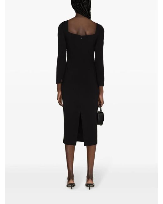 Robe Mi-Longue En Crêpe À Détail De Nœud Self-Portrait en coloris Black