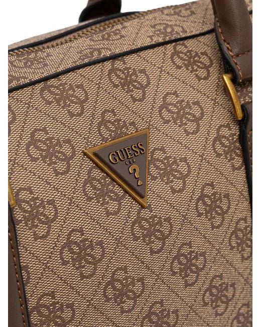 Guess Brown Milano Monogram-Print Logo-Patch Laptop Bag for men