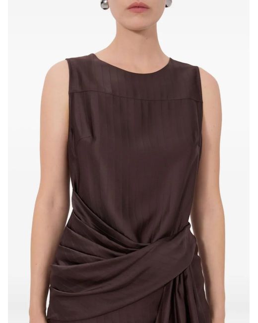 Loulou de Saison Brown Fonda Striped Draped Top