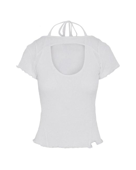 SRVC Studio White Cut-Out Halter-Strap Top