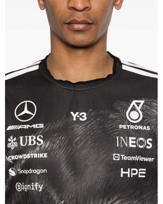 Y-3 Black X Mercedes-Amg Petronas F1 Print-Detail T-Shirt for men