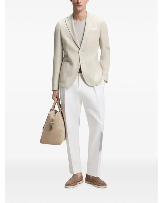 Boss White Patterned Single-Breasted Blazer for men