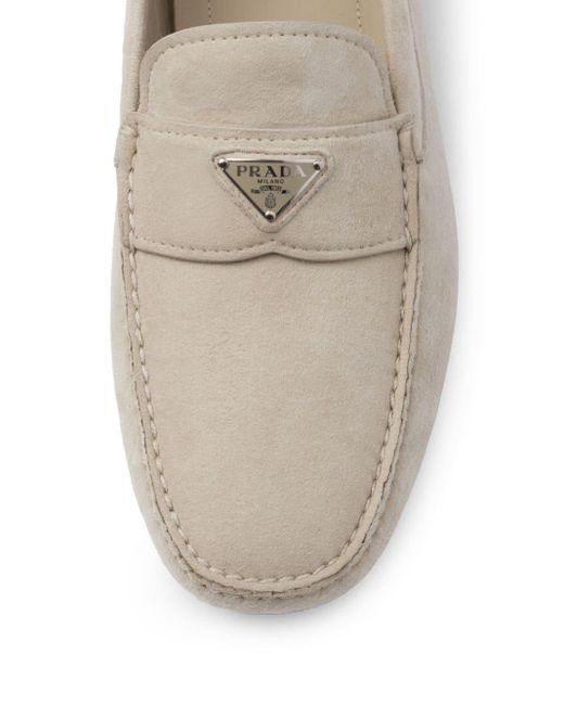 Prada Loafer aus Wildleder mit Logo in Gray für Herren