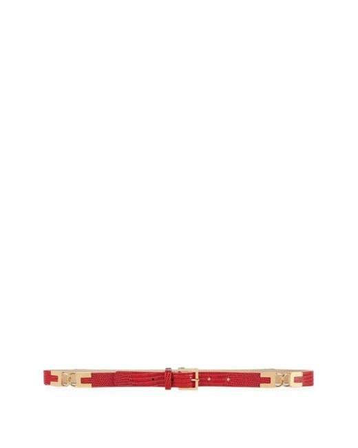 Elisabetta Franchi White Leather Belt With Lizard Print