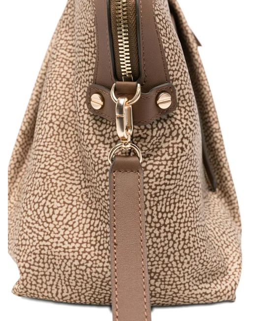Borbonese Natural Frame Printed Tote Bag
