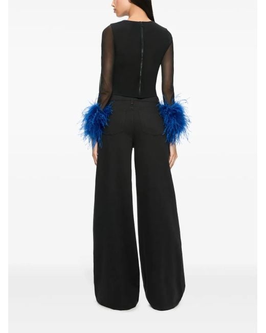Alice + Olivia Delaina Mesh Top Met Lange Mouwen in het Blue