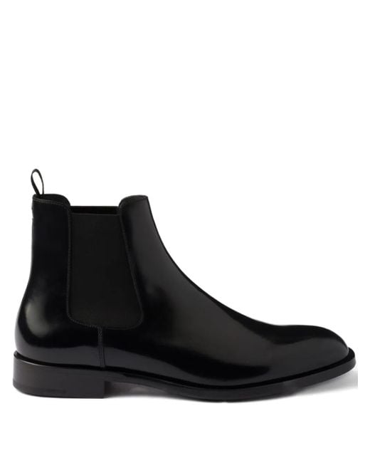 Prada Black Elastic-Gusset Chelsea Boots for men