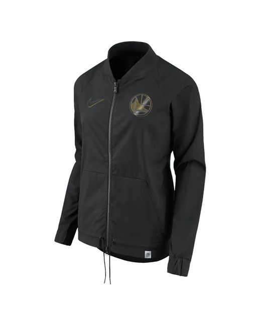 Nike Black Nba Golden State Warriors Bomber Jacket