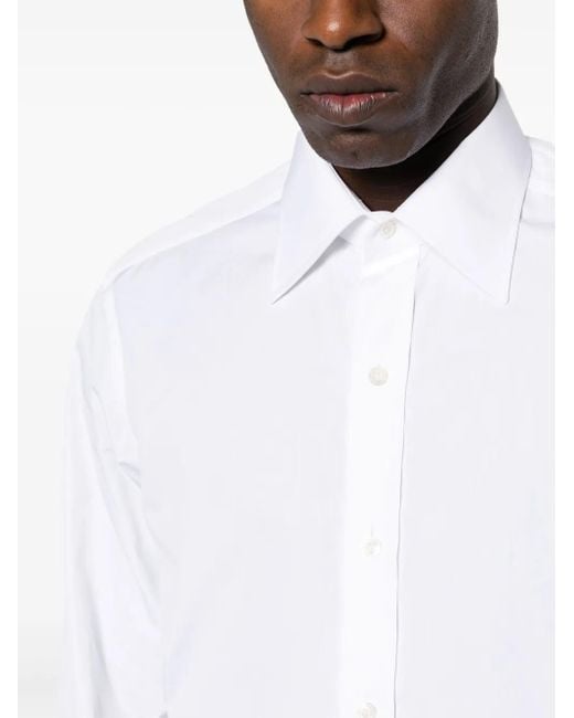 Tom Ford White Classic Spread-Collar Cotton Shirt for men