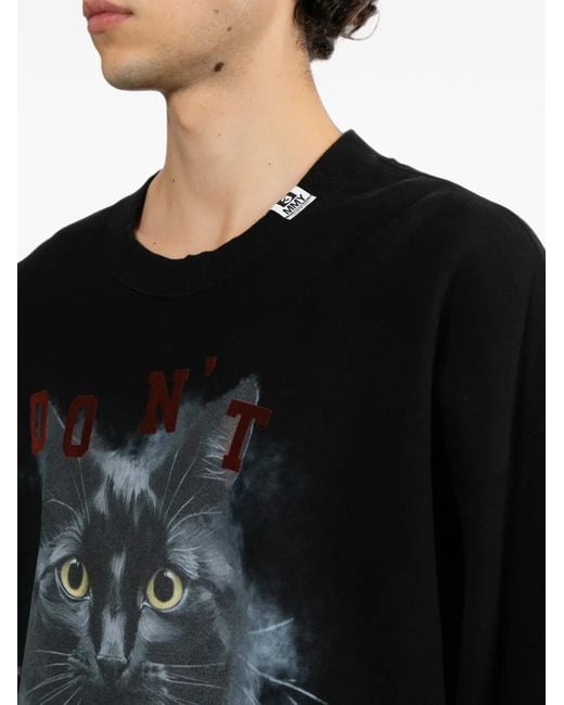 Maison Mihara Yasuhiro Black Cat-Print Sweatshirt for men