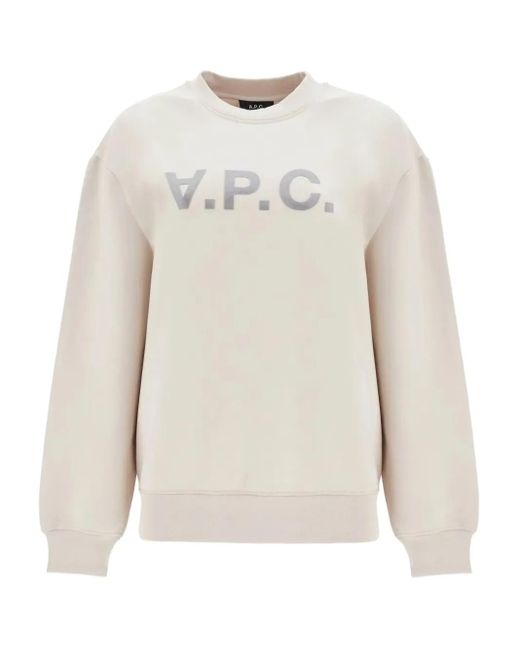 Felpa Con Stampa Logo di A.P.C. in White