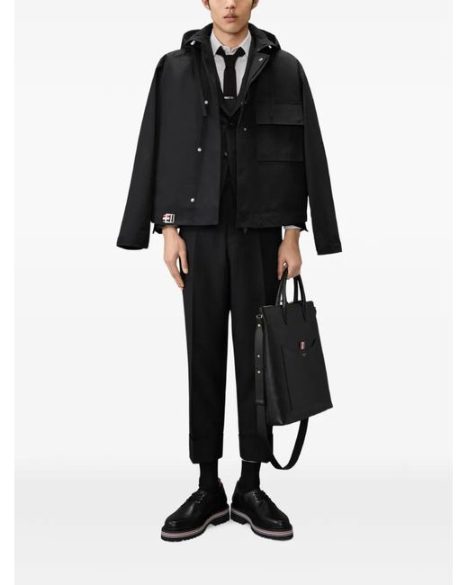 Thom Browne Black Poly Tech Mariner Jacket for men