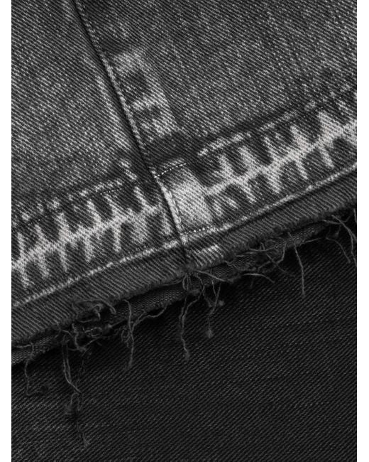PDF Gray Pleated-Panel Denim Shorts for men