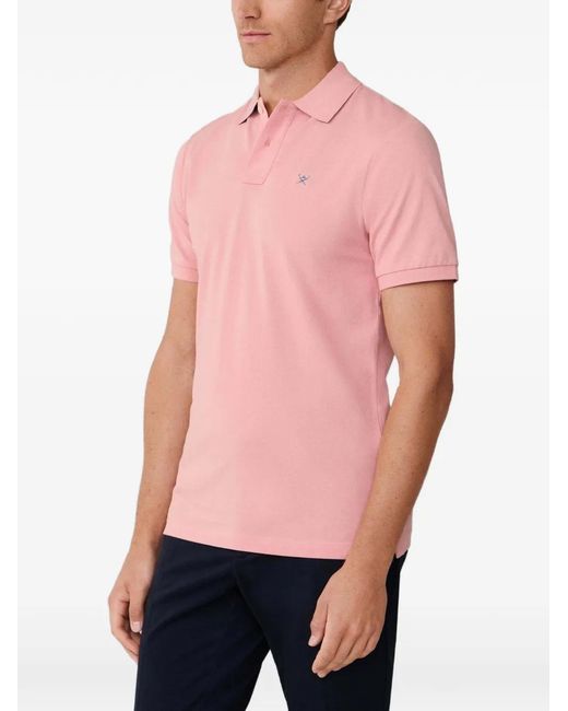 Hackett Pink Logo-Embroidered Slim-Fit Polo Shirt for men