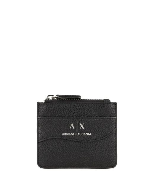 ARMANI EXCHANGE Black Logo-Print Grained Wallet