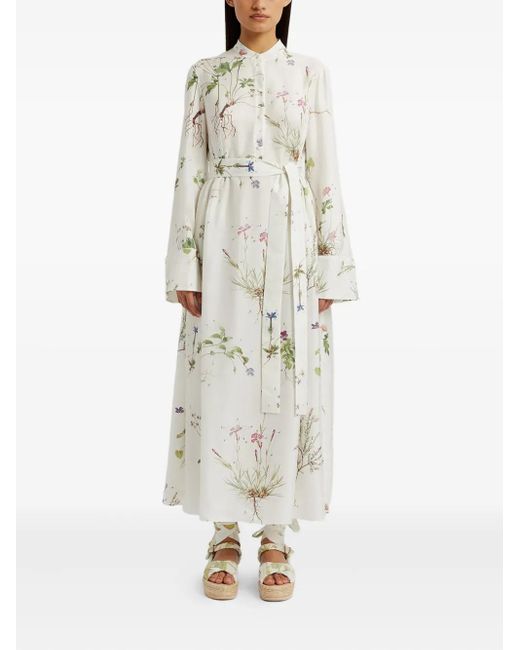 Erdem White Long-Sleeve Midi Dress