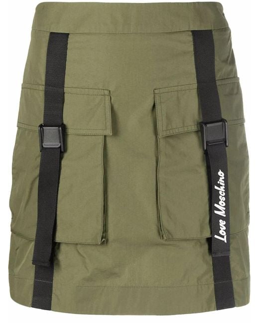 Love Moschino Green Pocket-Detail Mini Skirt
