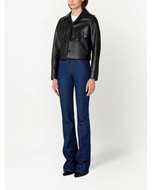 AMI Black Tasselled Leather Jacket