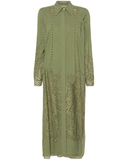 Alberta Ferretti Green Cut-out Detail Poplin Dress