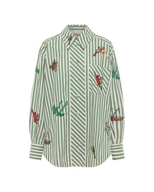 ALÉMAIS Green Bisou Striped Shirt