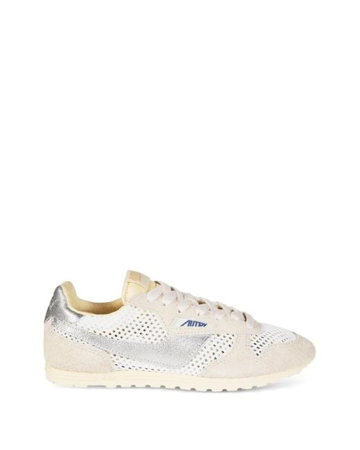 Autry White Perforated Lace-Up Sneakers