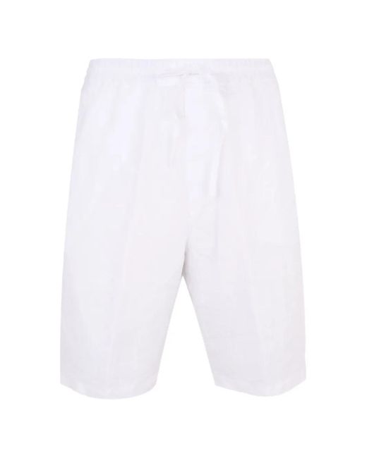 120% Lino White Bermuda À Lien De Resserrage for men