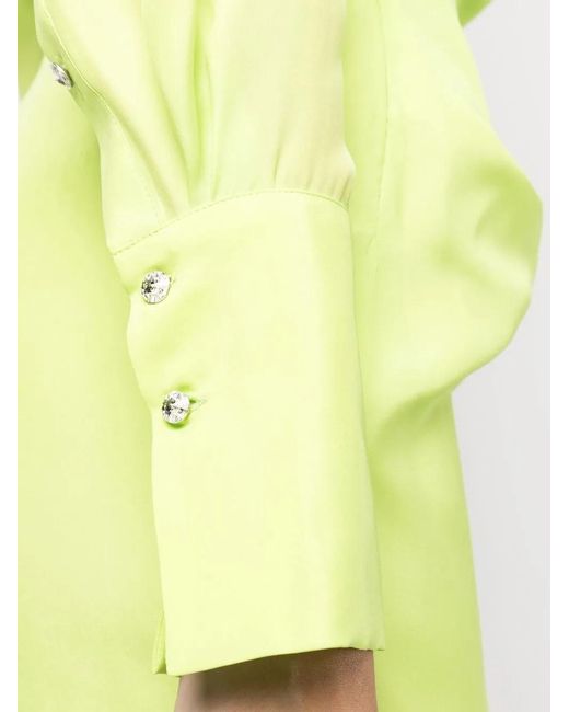 GAUGE81 Green Naha Draped Silk Mini Shirt Dress