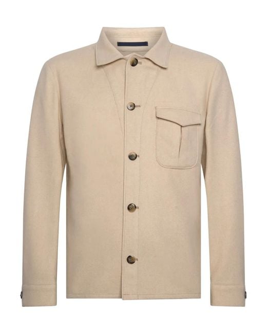 Franzese Collection Natural Buttoned Patch-Pocket Jacket for men