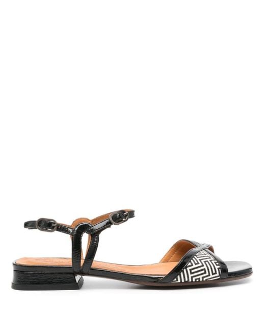 Chie Mihara Black Tiki Patent Leather Sandals