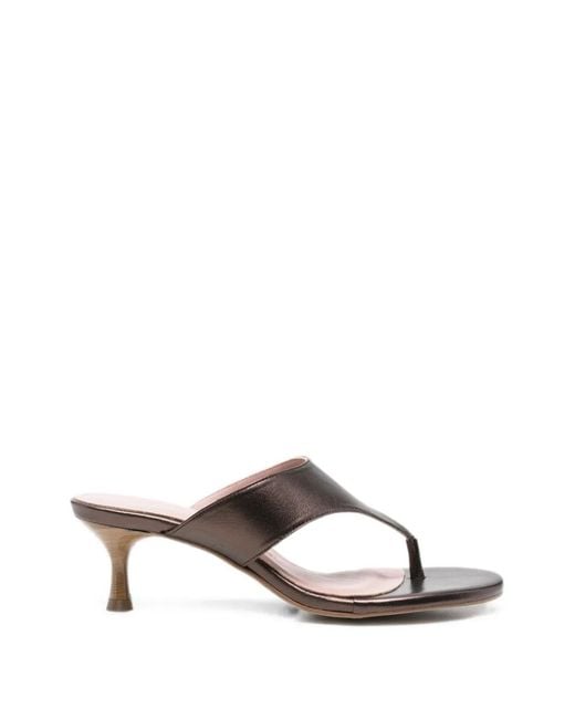 Pedro Miralles White Thong-Strap Leather Heeled Sandals