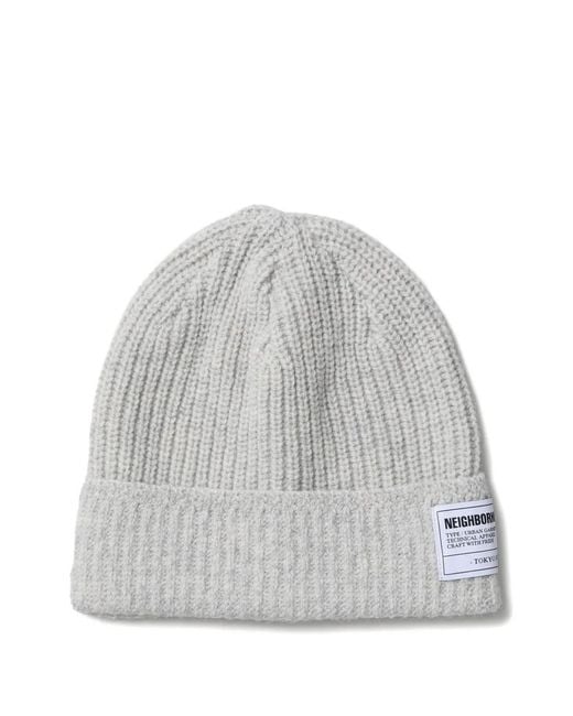Neighborhood Gray Ribbed Beanie Hat for men