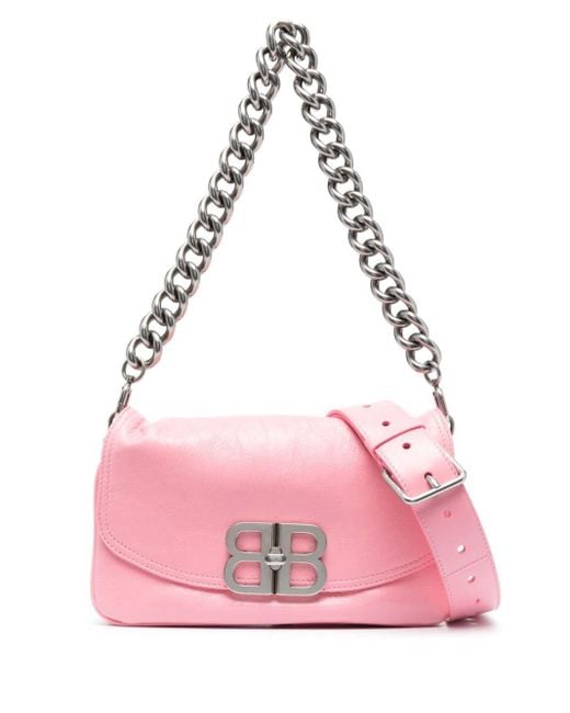 Balenciaga Pink Small Bb Soft Flap Leather Shoulder Bag