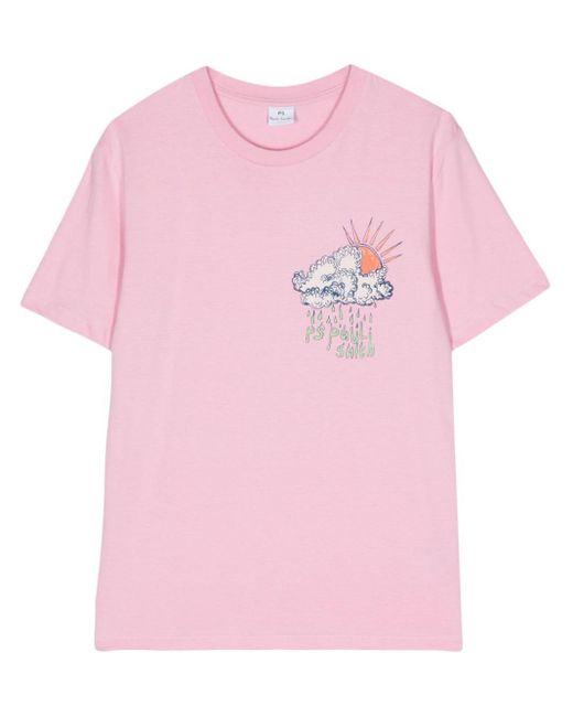 PS by Paul Smith Pink T-Shirt mit grafischem Print
