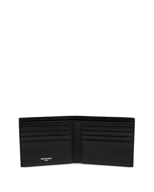 Balenciaga White Textured Graphic Leather Wallet for men